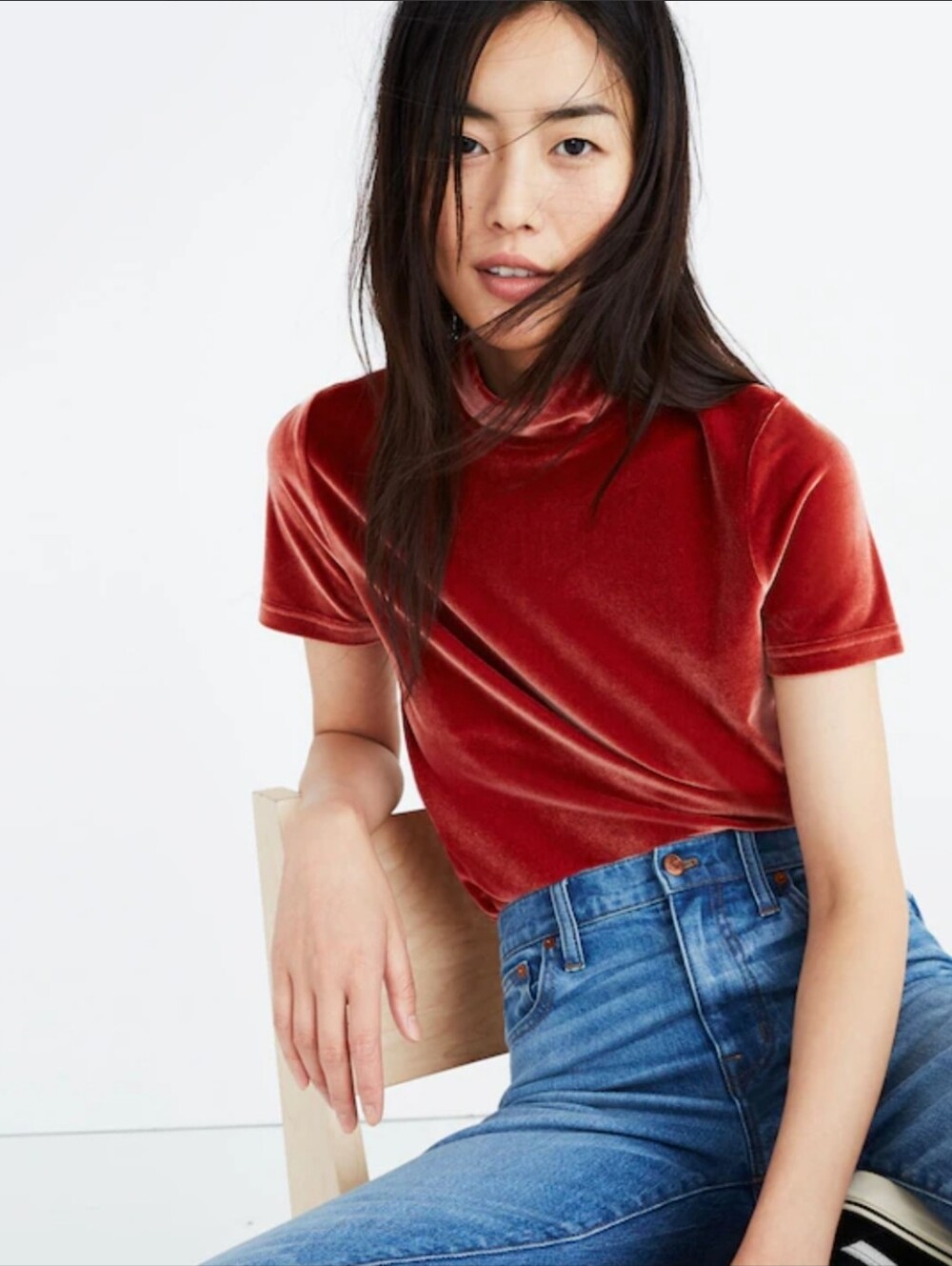 Madewell Velvet Mockneck Tee Size XXS